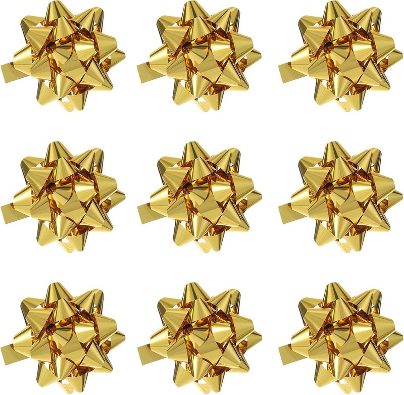 DYSHIPEN 24 Large Gift Bows,3.5 inches, Bows for Gift Wrapping and Presents,Christmas Bows,for Parties, Birthdays, Weddings or Other Holidays. (Gold) - Image 1